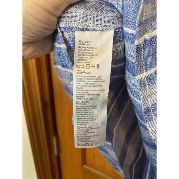 Women's Tommy Bahama Santiago Stripe Linen Blend Shirt Top Blouse Sz XL Travel - Picture 5 of 9